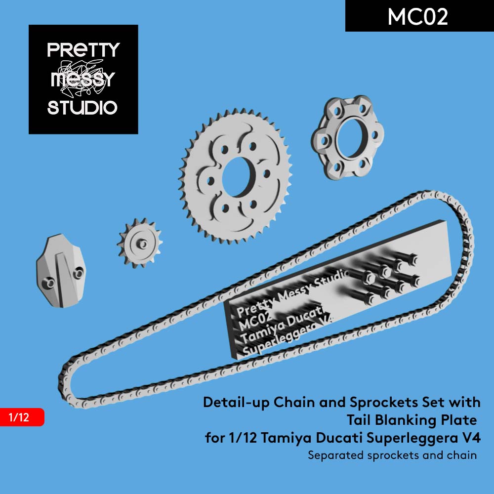 Tamiya 1/12 Ducati Superleggera V4 Detail-up Chain and Sprockets set