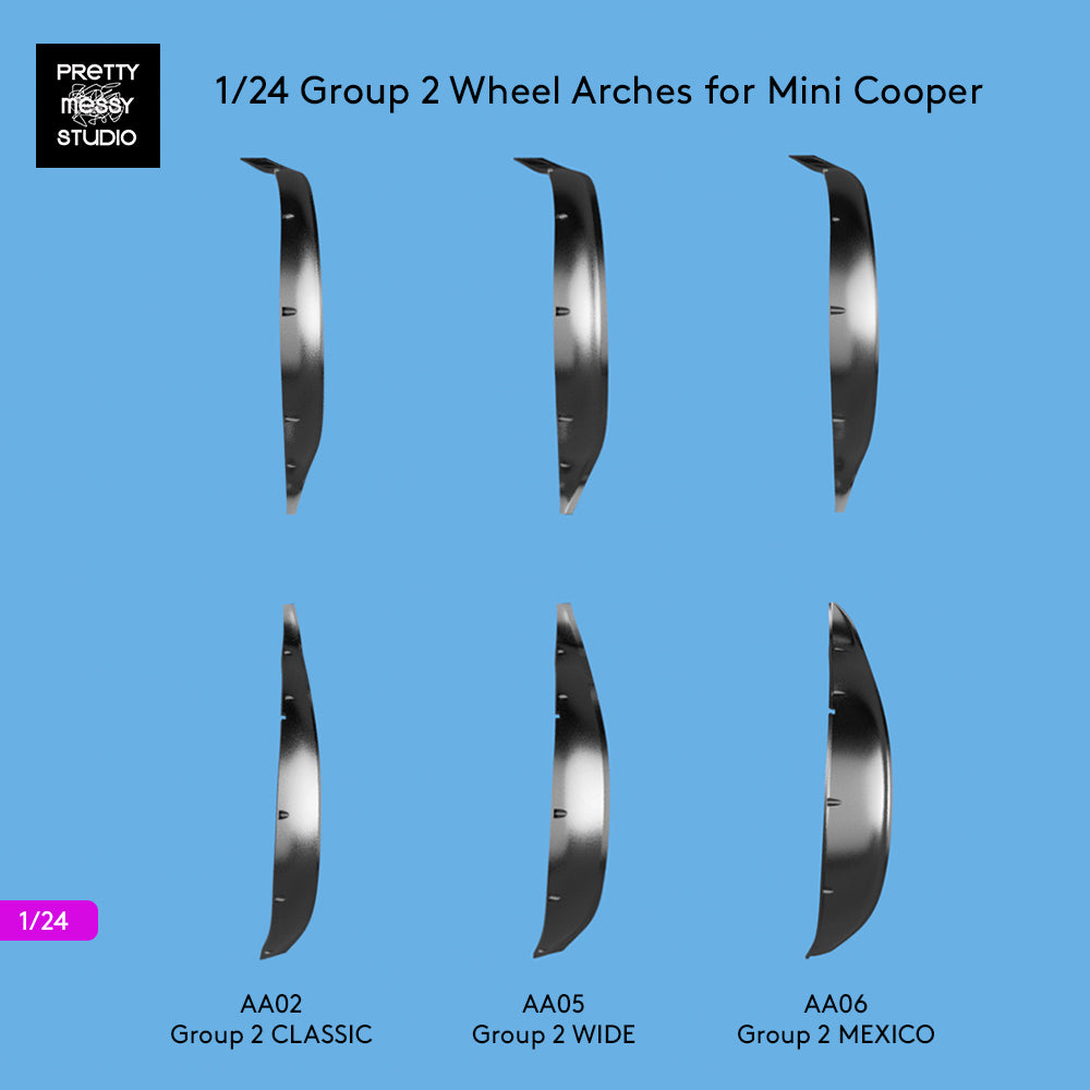 1/24 Group 2 WIDE Wheel Arches for Mini Cooper